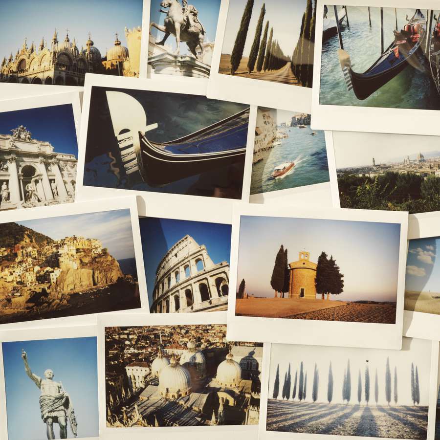 collection of instant film travel photos from Italy